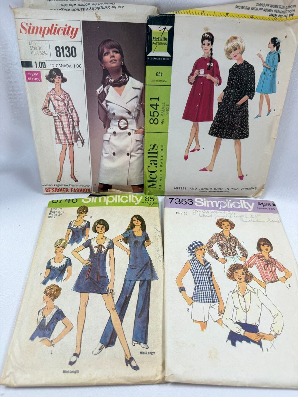Vintage 60s 70s Sewing Pattern Lot Simplicity McCalls Mod Dress Outfit Cut